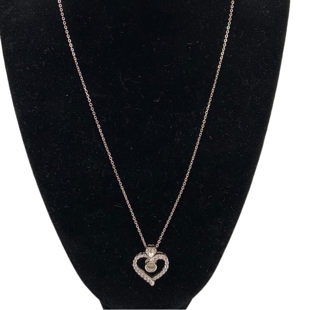 Silver Rhinestone Heart Pendant Necklace New with Box!